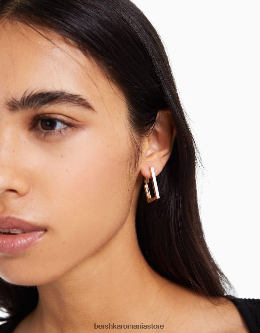 Bershka femei set de 3 perechi de cercei cerc emailati cu strass aur Z86D2491 accesorii