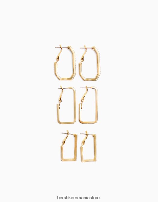 Bershka femei set de 3 perechi de cercei cerc emailati cu strass aur Z86D2491 accesorii
