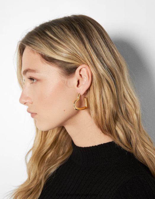 Bershka femei set de 3 perechi de cercei cerc gros si inima aur Z86D2457 accesorii