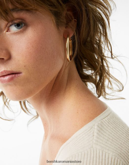 Bershka femei set de 3 perechi de cercei inel subtiri texturati aur Z86D2511 accesorii