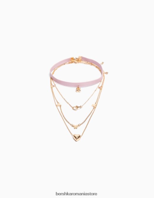 Bershka femei set de 4 coliere choker cu detaliu inimă și fluture aur Z86D2445 accesorii