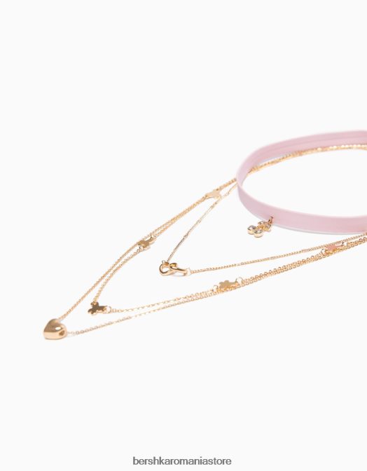 Bershka femei set de 4 coliere choker cu detaliu inimă și fluture aur Z86D2445 accesorii