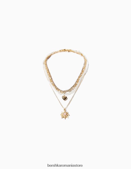Bershka femei set de 4 coliere cu lanț cu pandantiv inimă aur Z86D2448 accesorii