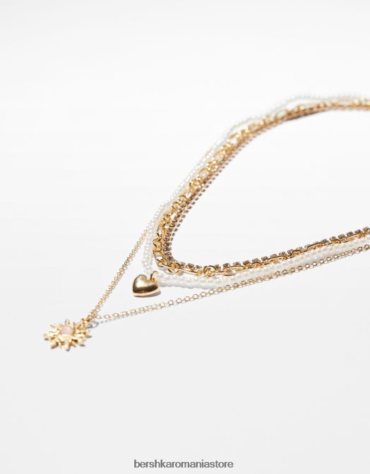 Bershka femei set de 4 coliere cu lanț cu pandantiv inimă aur Z86D2448 accesorii