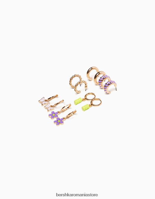 Bershka femei set de 6 cercei cerc cu farmec emailati aur Z86D2529 accesorii