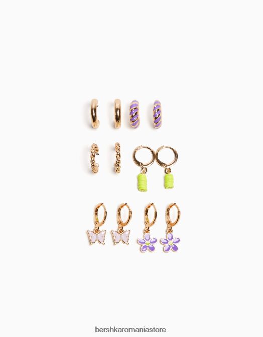 Bershka femei set de 6 cercei cerc cu farmec emailati aur Z86D2529 accesorii