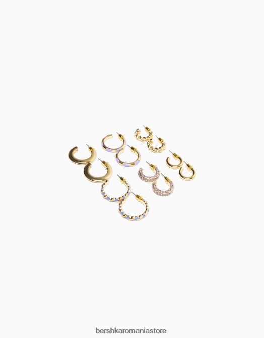Bershka femei set de 6 cercei cerc emailati cu strass aur Z86D2493 accesorii