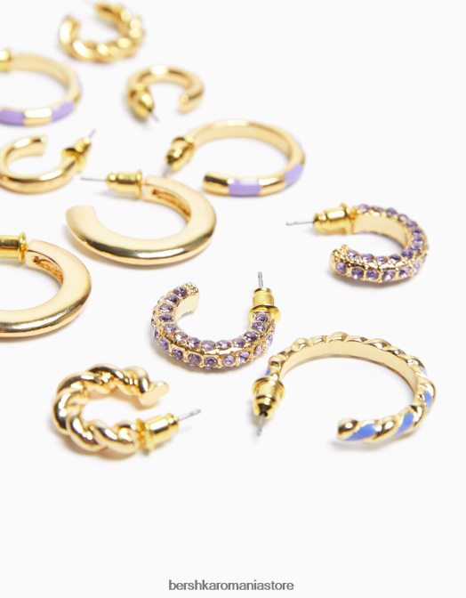 Bershka femei set de 6 cercei cerc emailati cu strass aur Z86D2493 accesorii