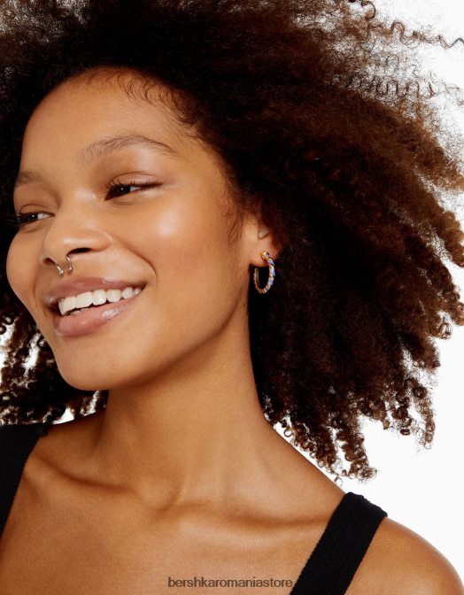 Bershka femei set de 6 cercei cerc emailati cu strass aur Z86D2493 accesorii