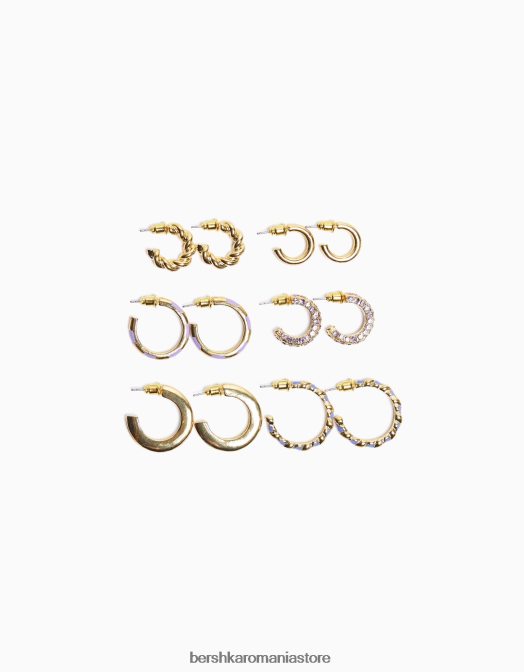 Bershka femei set de 6 cercei cerc emailati cu strass aur Z86D2493 accesorii