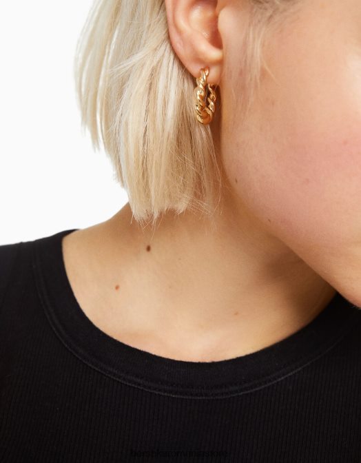 Bershka femei set de 6 cercei cerc impletiti cu farmec inima aur Z86D2492 accesorii