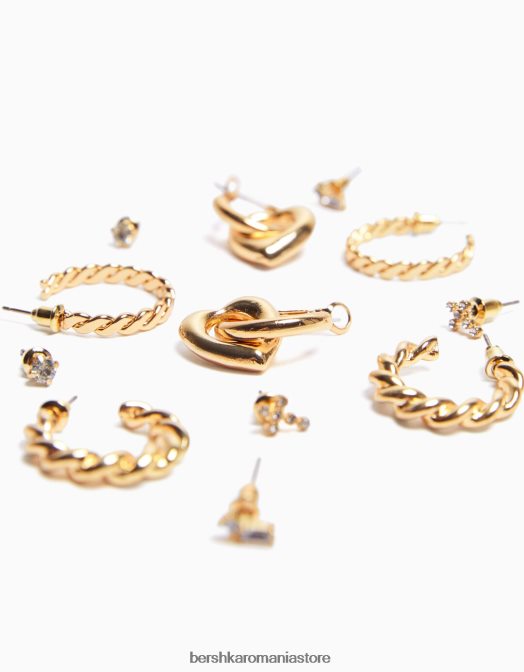 Bershka femei set de 6 cercei cerc impletiti cu farmec inima aur Z86D2492 accesorii