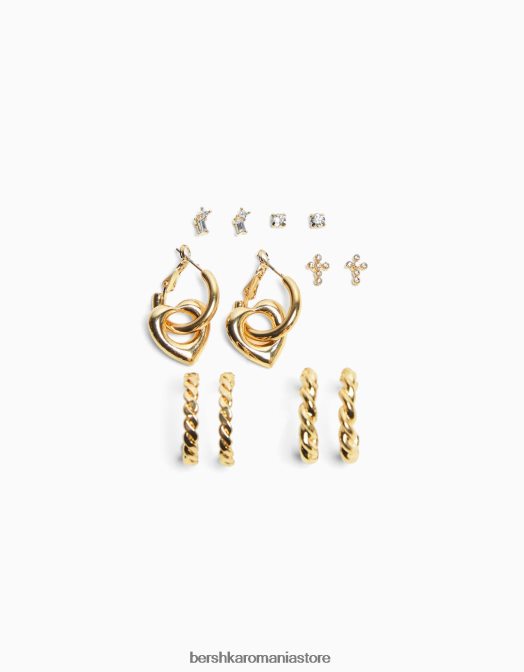 Bershka femei set de 6 cercei cerc impletiti cu farmec inima aur Z86D2492 accesorii