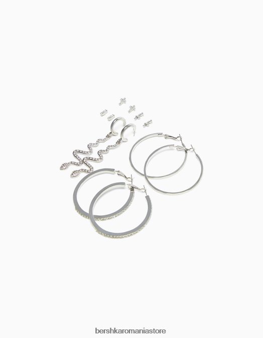 Bershka femei set de 6 perechi de cercei cu cerc in cascada argint Z86D2462 accesorii