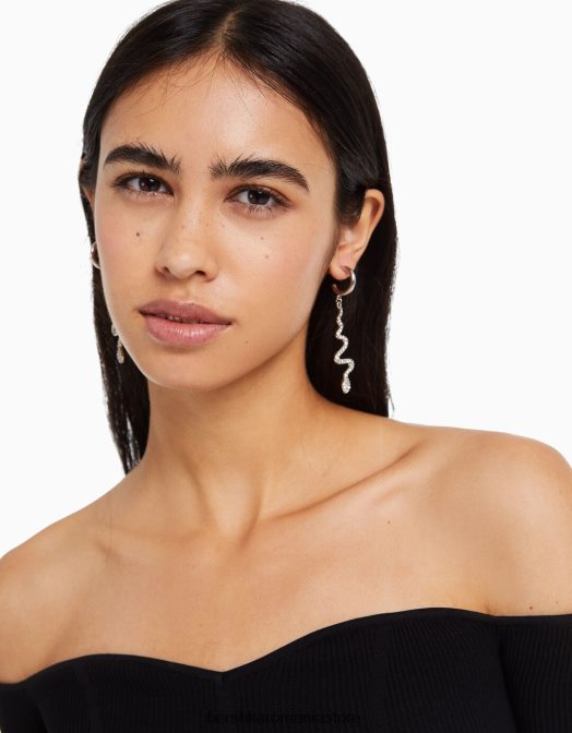 Bershka femei set de 6 perechi de cercei cu cerc in cascada argint Z86D2462 accesorii