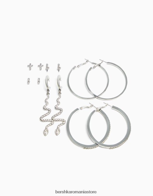 Bershka femei set de 6 perechi de cercei cu cerc in cascada argint Z86D2462 accesorii