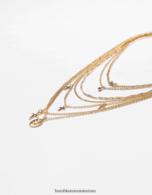 Bershka femei set de 7 coliere cu pandantive fluture si cruce aur Z86D2507 accesorii