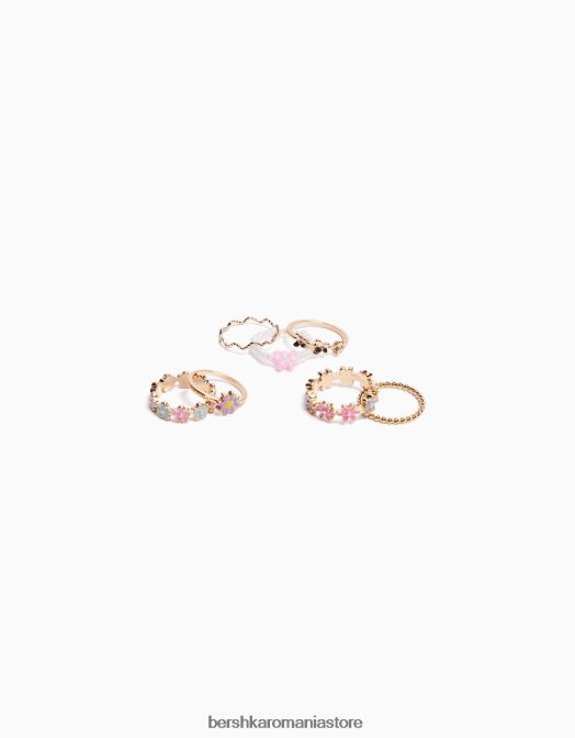 Bershka femei set de 7 inele email cu margele aur Z86D2528 accesorii