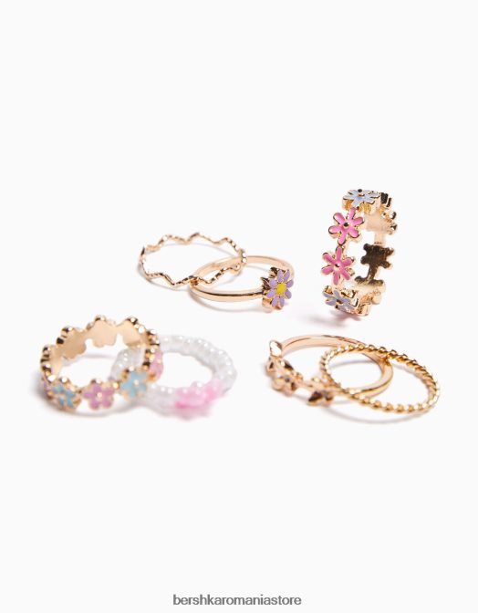Bershka femei set de 7 inele email cu margele aur Z86D2528 accesorii