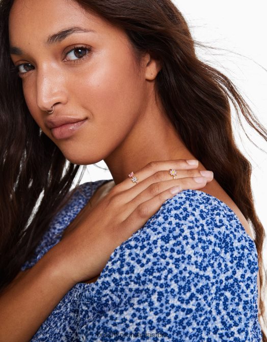 Bershka femei set de 7 inele email cu margele aur Z86D2528 accesorii