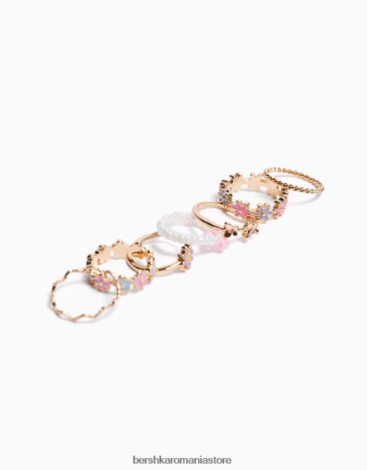 Bershka femei set de 7 inele email cu margele aur Z86D2528 accesorii