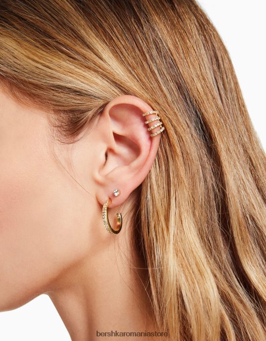Bershka femei set de 8 cercei cu cerc pentru urechi, cu strasuri aur Z86D2479 accesorii