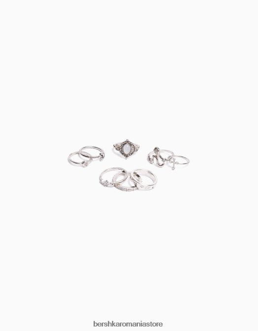 Bershka femei set de 8 inele boho cu cruci argint Z86D2461 accesorii