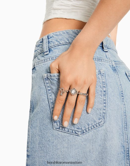 Bershka femei set de 8 inele boho cu cruci argint Z86D2461 accesorii