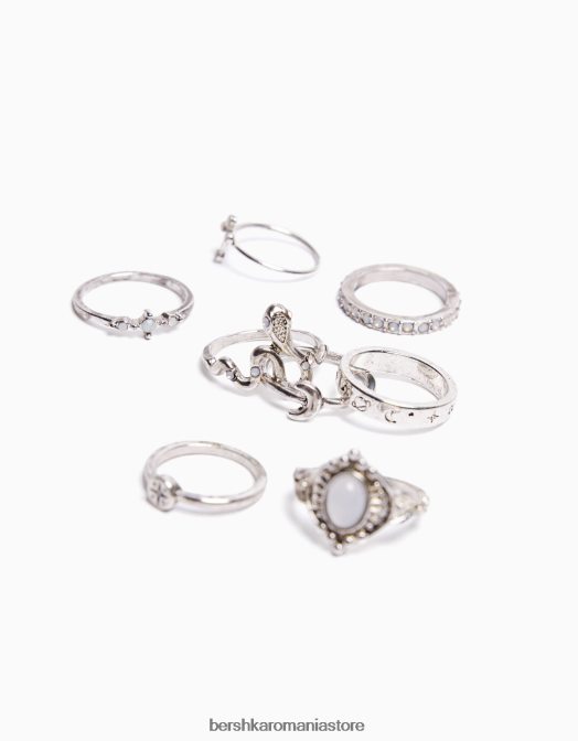 Bershka femei set de 8 inele boho cu cruci argint Z86D2461 accesorii