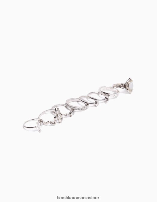 Bershka femei set de 8 inele boho cu cruci argint Z86D2461 accesorii