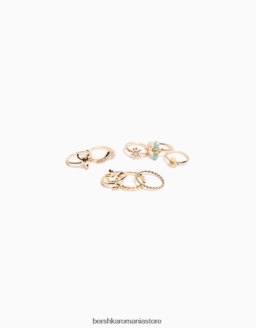 Bershka femei set de 8 inele de șarpe cu strasuri aurii aur Z86D2481 accesorii
