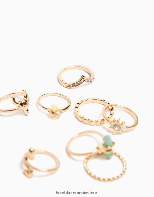 Bershka femei set de 8 inele de șarpe cu strasuri aurii aur Z86D2481 accesorii