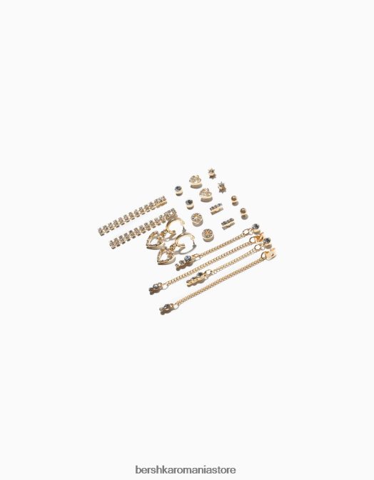 Bershka femei set de 9 cercei cu bijuterie aur Z86D2505 accesorii