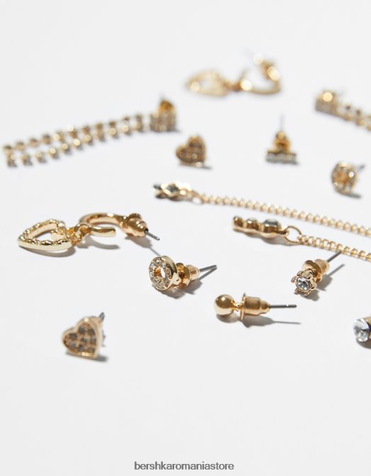 Bershka femei set de 9 cercei cu bijuterie aur Z86D2505 accesorii