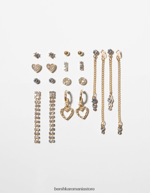 Bershka femei set de 9 cercei cu bijuterie aur Z86D2505 accesorii