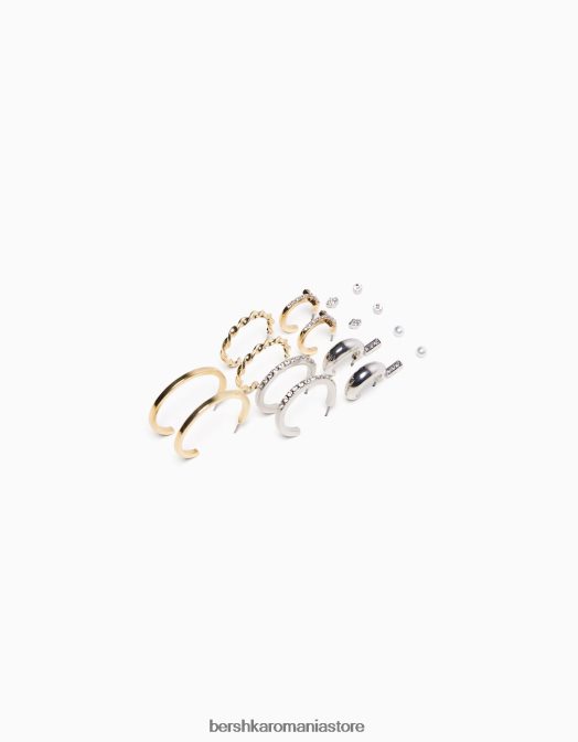 Bershka femei set de 9 cercei cu cerc cu strass aur Z86D2473 accesorii