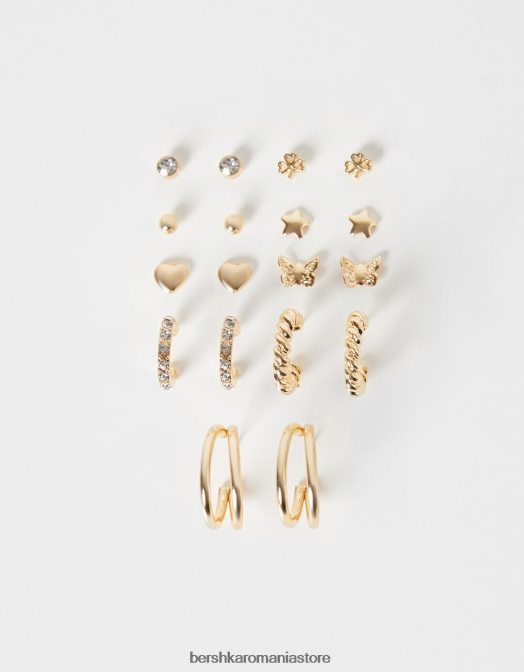 Bershka femei set de 9 cercei cu inimă aur Z86D2474 accesorii