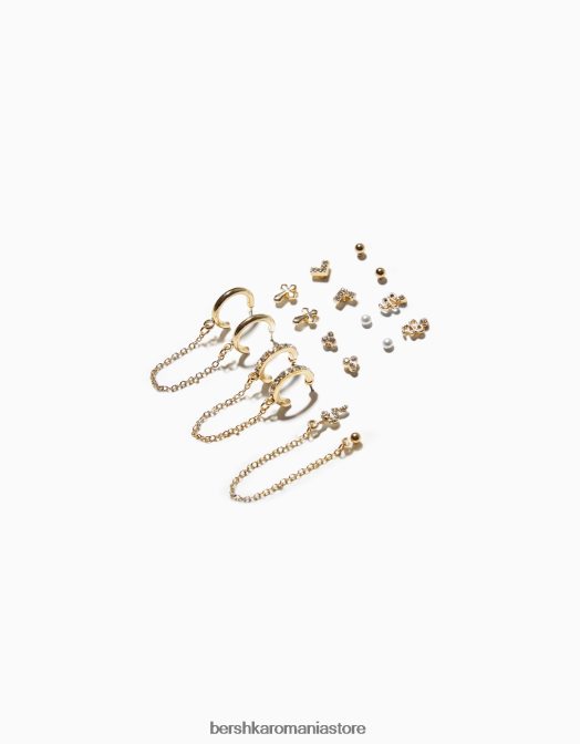 Bershka femei set de 9 cercei cu sarpe si cruce cu efect de aur aur Z86D2478 accesorii