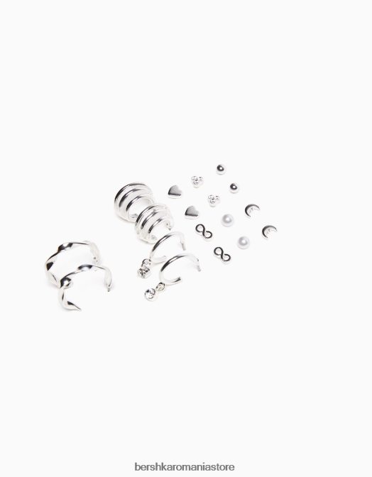 Bershka femei set de 9 cercei minimalisti argint Z86D2468 accesorii