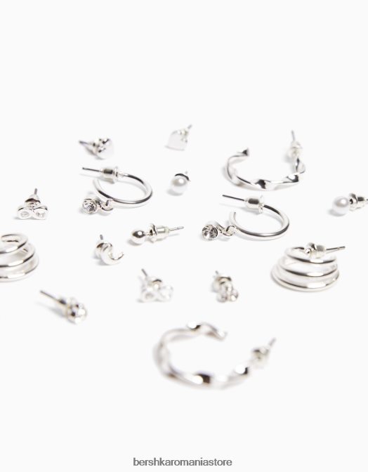 Bershka femei set de 9 cercei minimalisti argint Z86D2468 accesorii