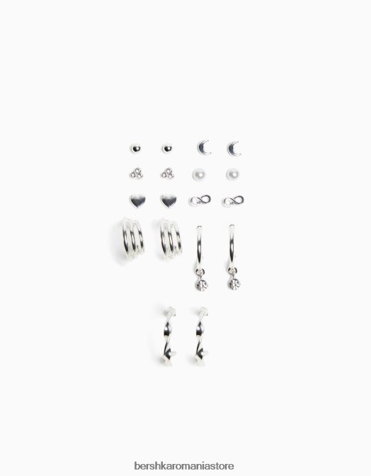 Bershka femei set de 9 cercei minimalisti argint Z86D2468 accesorii