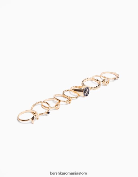 Bershka femei set de 9 inele de soare cu strass aur Z86D2522 accesorii
