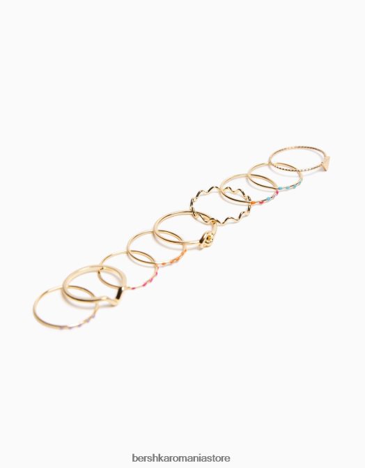 Bershka femei set de 9 inele fine din strass cu cruce emailata aur Z86D2482 accesorii