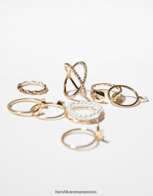 Bershka femei set de 9 inele fluture și cruce aur Z86D2475 accesorii