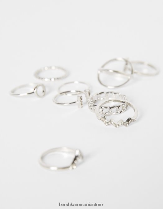 Bershka femei set de 9 inele unele cu pietre pretioase argint Z86D2518 accesorii