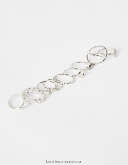 Bershka femei set de 9 inele unele cu pietre pretioase argint Z86D2518 accesorii