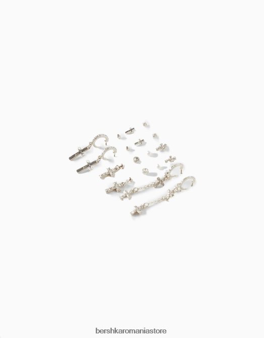 Bershka femei set de 9 perechi de cercei cruce argint Z86D2515 accesorii