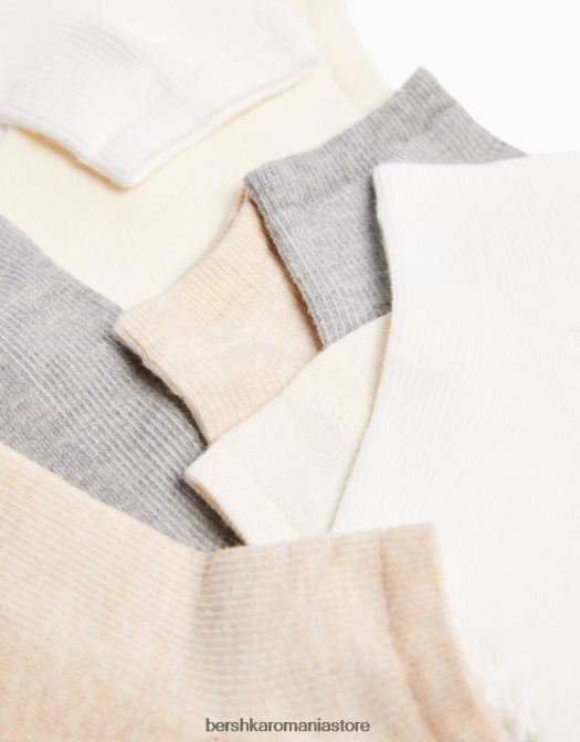 Bershka femei Pachet de 4 șosete la gleznă nisip Z86D2590 accesorii