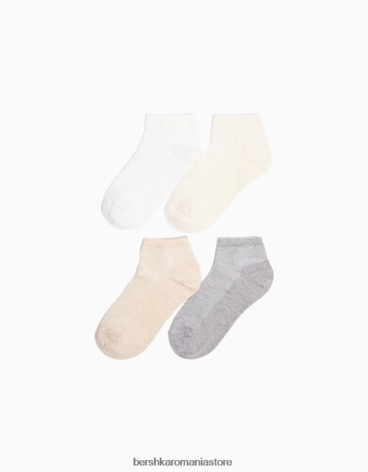 Bershka femei Pachet de 4 șosete la gleznă nisip Z86D2592 accesorii