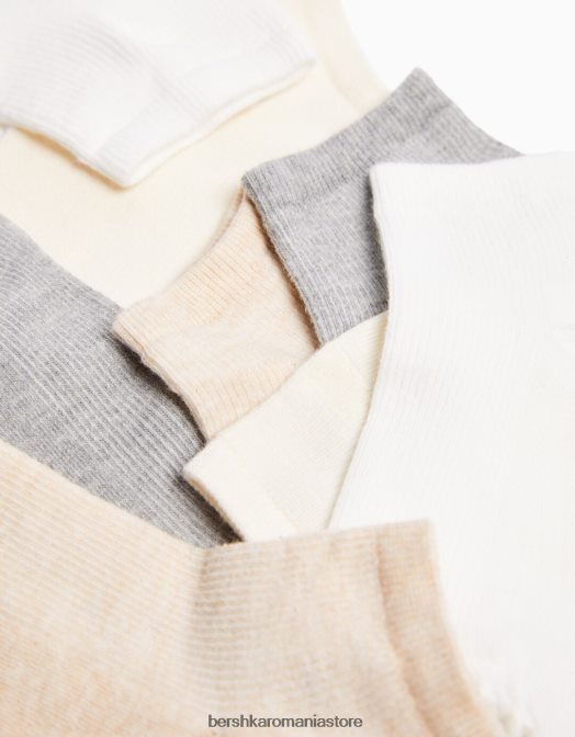 Bershka femei Pachet de 4 șosete la gleznă nisip Z86D2592 accesorii